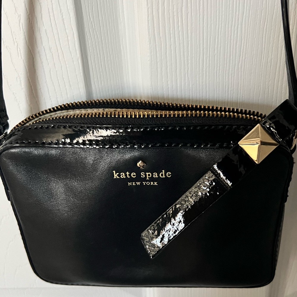 Kate spade leather crossbody with bow zipper
